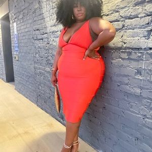 Herve Leger and Forever 21 collab orange dress